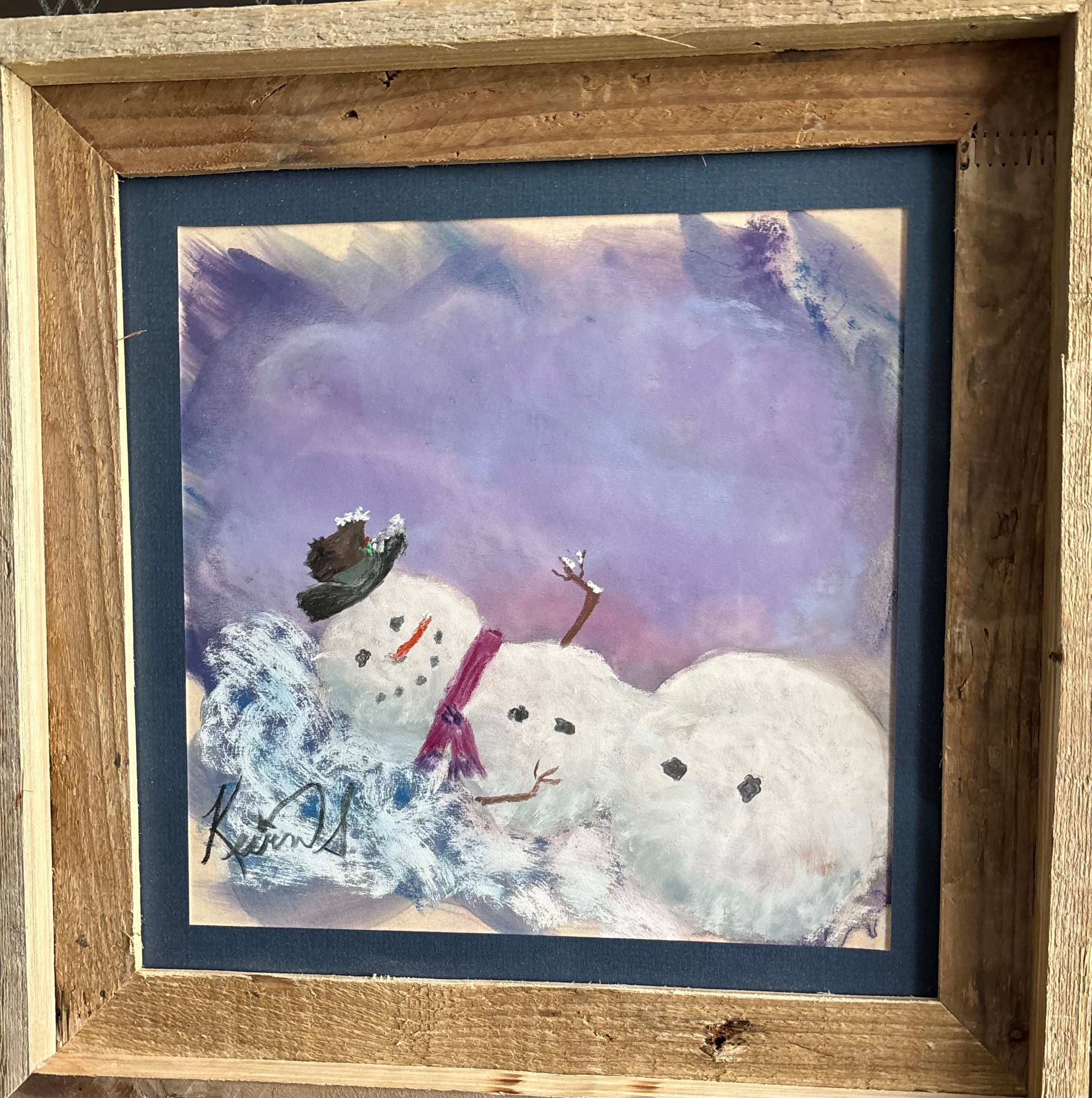 The Lazy Snowman — 10×10 Original Western Art